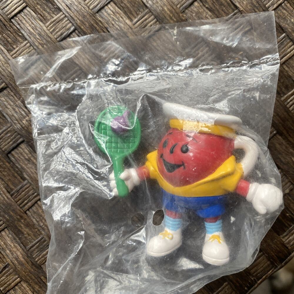 Vintage Kraft Food Kool-Aid Man 2" Figure Figurine Tennis Player New in Bag NOS